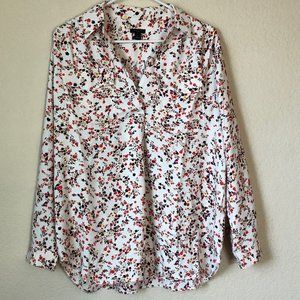 Ann Taylor Floral Camp Shirt Long Sleeve Size LP